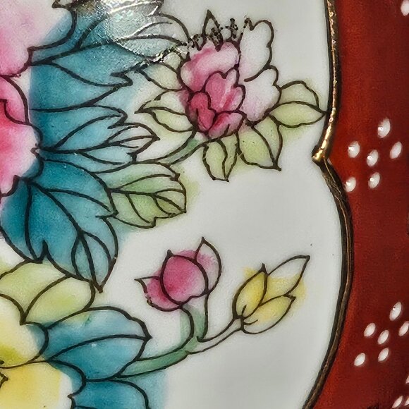 Vintage Japanese Satsuma Style Ceramic Egg Oriental Hand Painted Floral Bouquet - Picture 8 of 9